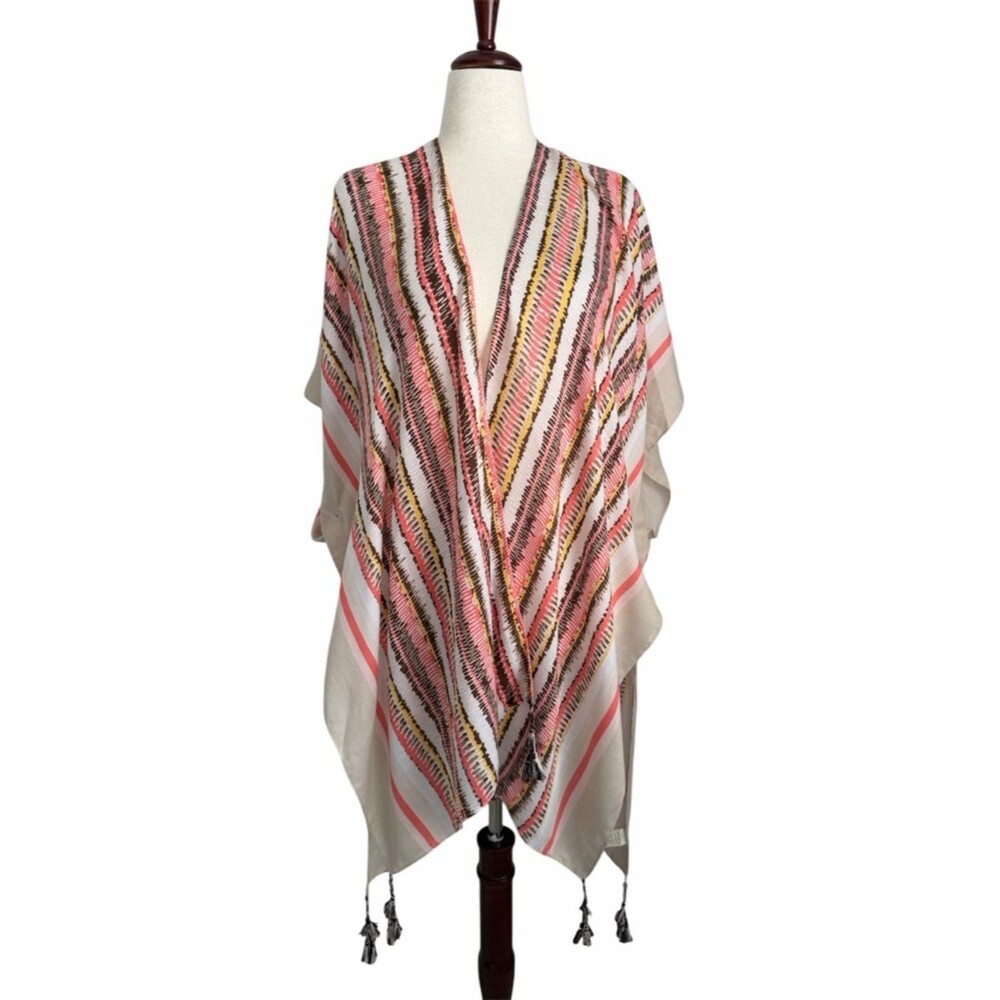 Do Everything In Love One Size Boho Kimono Poncho Tassel Striped Cover Up Wrap